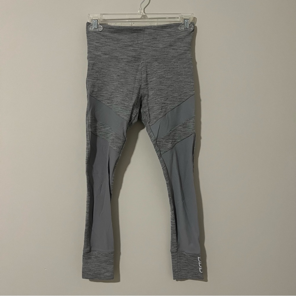 Lorna Jane gray mesh insert crop leggings